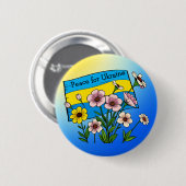 Badge Rond 5 Cm Paix pour l'Ukraine | Drapeau ukrainien (Devant & derrière)