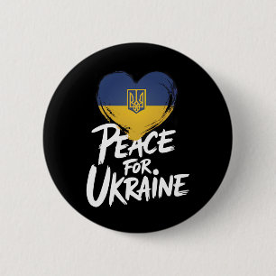 Badge Rond 5 Cm Paix pour l'Ukraine Drapeau ukrainien Symbole du c