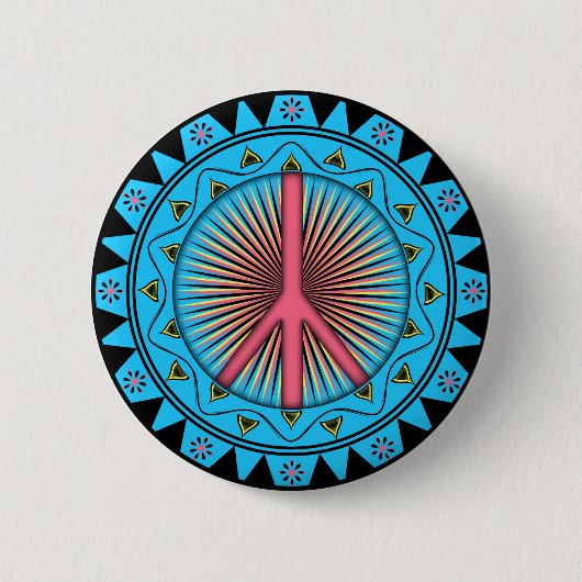 Badge Rond 5 Cm Paix ~ Soleil (Devant)