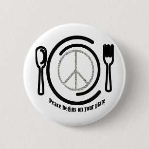 Badge Rond 5 Cm Paix sur le bouton de plat