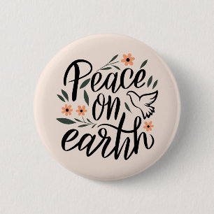 Badge Rond 5 Cm Paix sur Terre Design Floral