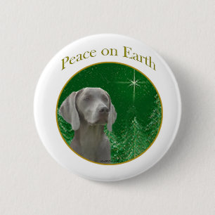 Badge Rond 5 Cm Paix Weimeraner sur Terre - Bouton