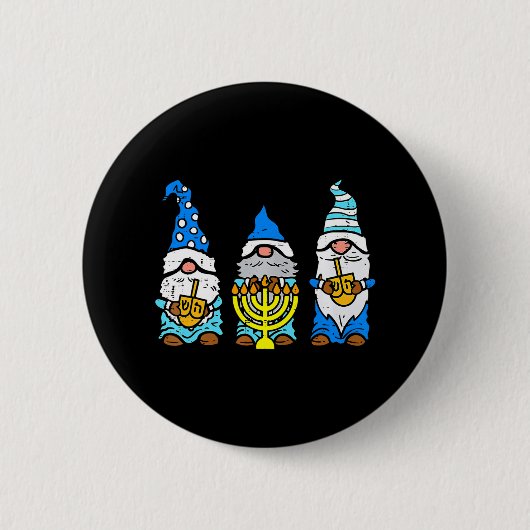 Badge Rond 5 Cm Pajamas Hanoukka Minorah Gnomes Juifs Chanukah (Devant)