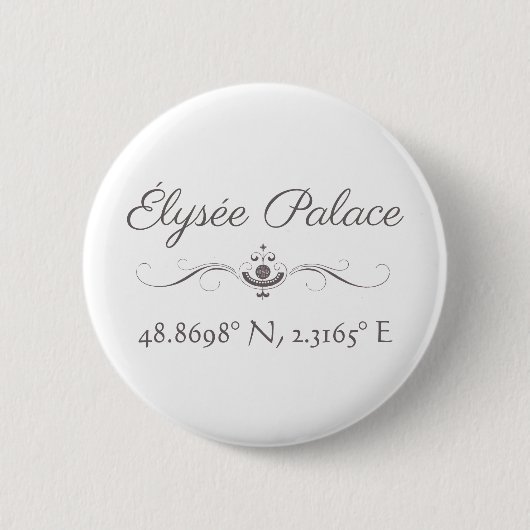 Badge Rond 5 Cm Palais de l'Élysée Latitude Longitude (Devant)