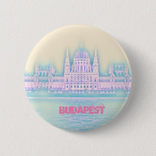 Badge Rond 5 Cm Palais du Parlement de Budapest Hongrie