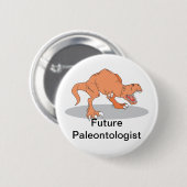Badge Rond 5 Cm Paléontologue futur avec T-Rex Dinosaur (Devant & derrière)