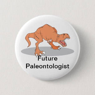 Badge Rond 5 Cm Paléontologue futur avec T-Rex Dinosaur
