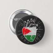 Badge Rond 5 Cm Palestine Drapeau Coeur humain (Devant & derrière)