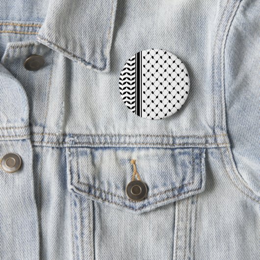 Badge Rond 5 Cm Palestine Keffiyeh Motif Scarf (En situation)