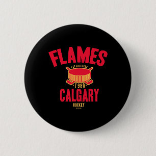 Badge Rond 5 Cm Palet de hockey Calgary Flames Blanc Officiellemen
