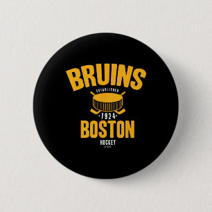 Badge Rond 5 Cm Palet de hockey des Bruins de Boston Noir Officiel