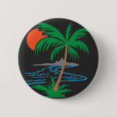 Badge Rond 5 Cm Palm Tree by the River | Tropical Sunset Art (Devant)