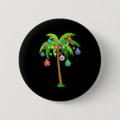 Badge Rond 5 Cm Palm Tree Feux de Noël Plage amusante été (Devant)