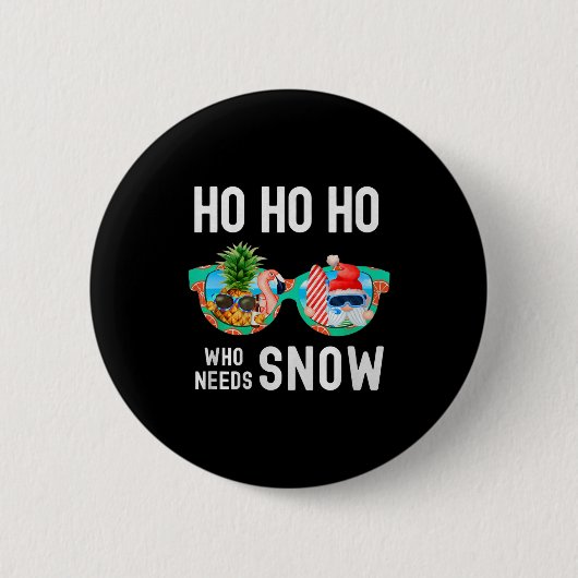 Badge Rond 5 Cm Palm Tree Santa Surfing Summer Vacation Ho Ho Ho C (Devant)