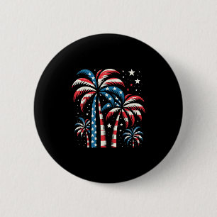 Badge Rond 5 Cm Palmiers américains patriotiques Été Drapeau Usa 4