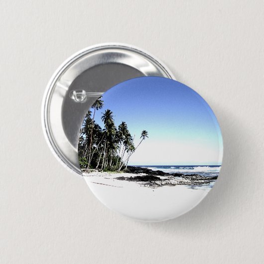 Badge Rond 5 Cm Palmiers exotiques & Plage Paradise (Devant & derrière)