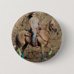 Badge Rond 5 Cm Palomino Rodeo Horse Réchauffement Grunge