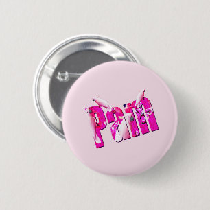 Badge Rond 5 Cm "Pam" Nom Réalisé Avec Des Cacatoès Australiens,