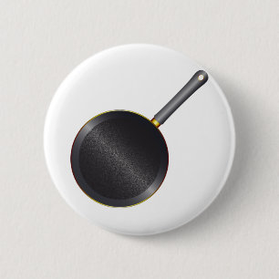 Badge Rond 5 Cm Pan de friture en métal noir