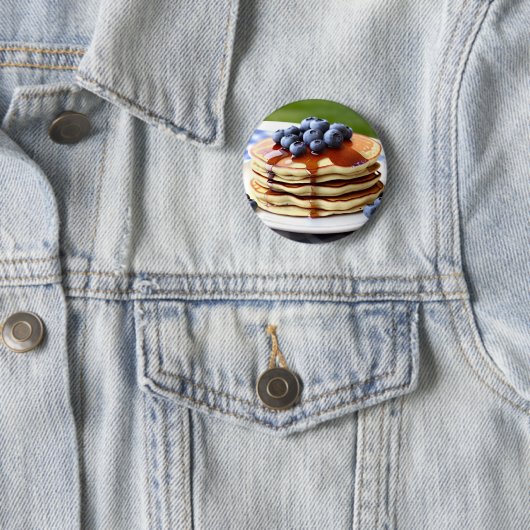 Badge Rond 5 Cm Pancakes aux bleuets (En situation)