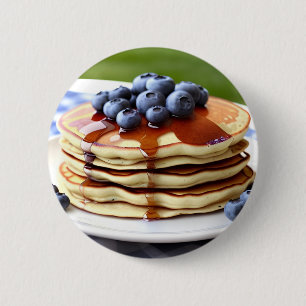 Badge Rond 5 Cm Pancakes aux bleuets