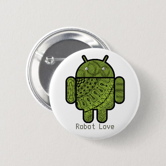 Badge Rond 5 Cm Pancho Doodle Character pour le robot Android™ (Devant & derrière)
