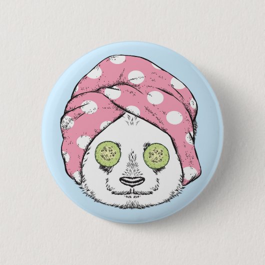 Badge Rond 5 Cm Panda au spa (Devant)