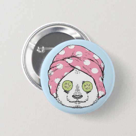 Badge Rond 5 Cm Panda au spa (Devant & derrière)