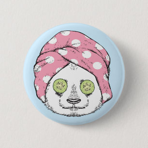 Badge Rond 5 Cm Panda au spa