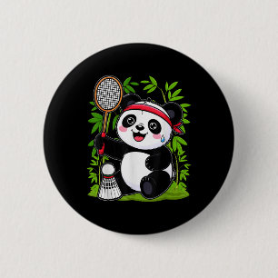 Badge Rond 5 Cm Panda Badminton Exhaussé - Funny mignonne Shuttle