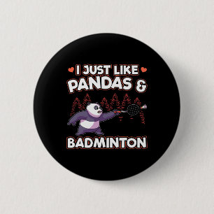 Badge Rond 5 Cm Panda Badminton I Just Love Pandas