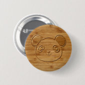 Badge Rond 5 Cm Panda Bear en Bambou sculpté (Devant & derrière)