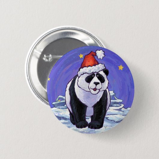 Badge Rond 5 Cm Panda Bear Noël (Devant & derrière)