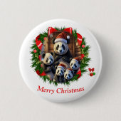Badge Rond 5 Cm Panda Bear Noël (Devant)