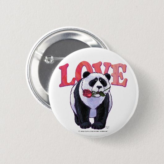 Badge Rond 5 Cm Panda Bear Saint Valentin (Devant & derrière)