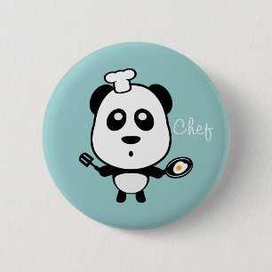 Badge Rond 5 Cm Panda chef Bouton