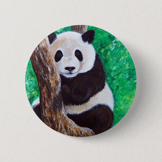 Badge Rond 5 Cm Panda dans une peinture d'arbre (Devant)