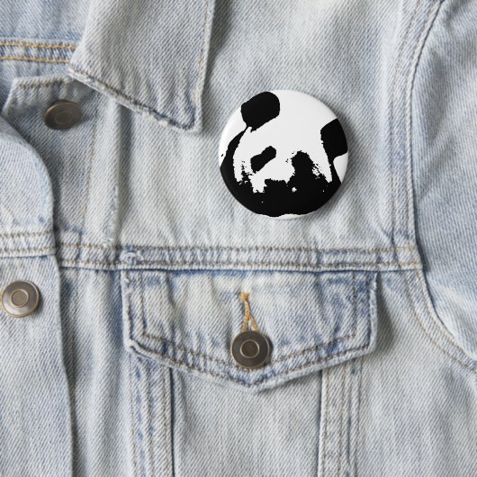 Badge Rond 5 Cm Panda d'art noir blanc (En situation)