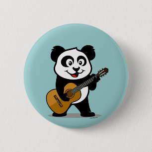 Badge Rond 5 Cm Panda de guitare