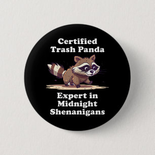 Badge Rond 5 Cm Panda Déchets Certifié Mignonne Kawaii Raccoon