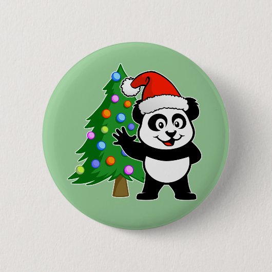 Badge Rond 5 Cm Panda du père noël (Devant)