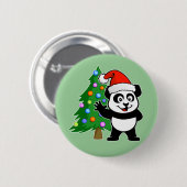 Badge Rond 5 Cm Panda du père noël (Devant & derrière)