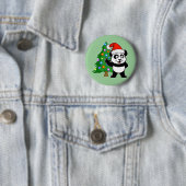 Badge Rond 5 Cm Panda du père noël (En situation)