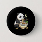 Badge Rond 5 Cm Panda Eating Funny Ramen Noodles (Devant)