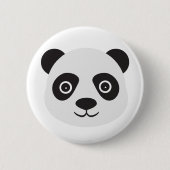Badge Rond 5 Cm Panda Face Ours noir et blanc (Devant)
