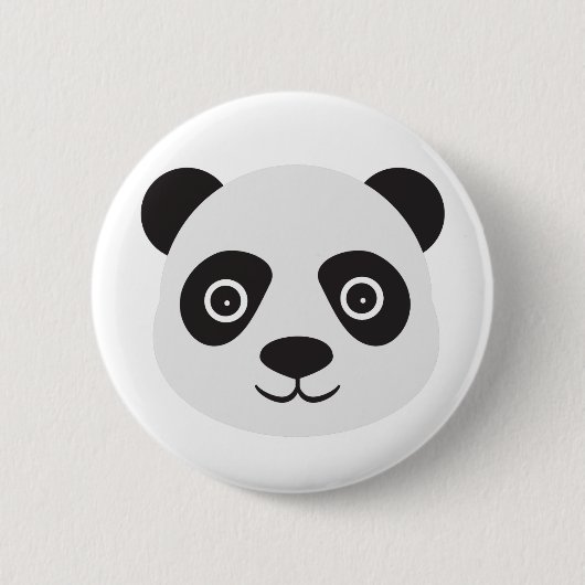 Badge Rond 5 Cm Panda Face Ours noir et blanc (Devant)