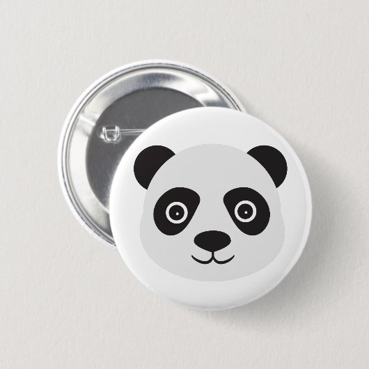 Badge Rond 5 Cm Panda Face Ours noir et blanc (Devant & derrière)