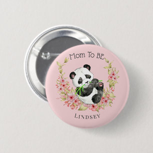 Badge Rond 5 Cm Panda florale mignonne Maman pour être Baby shower
