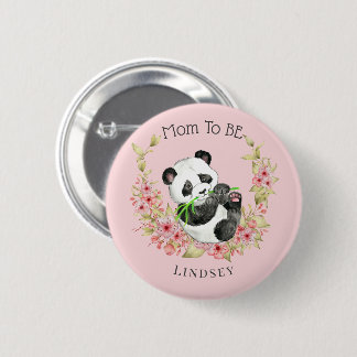 Badge Rond 5 Cm Panda florale mignonne Maman pour être Baby shower