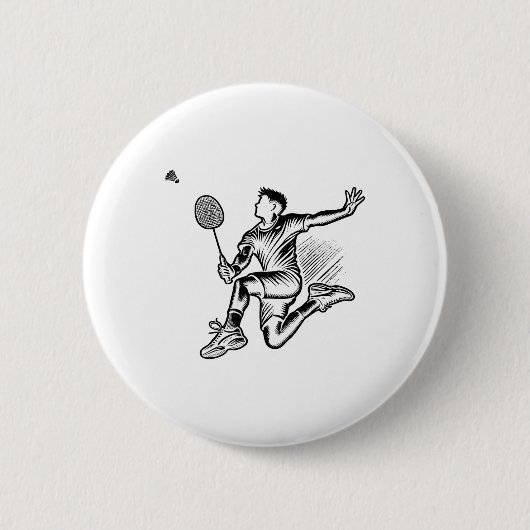 Badge Rond 5 Cm Panda Jouer Badminton Player Navette (Devant)